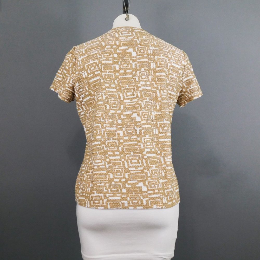 Jaclyn Smith Women Brown White Shirt Top - Picture 2 of 5